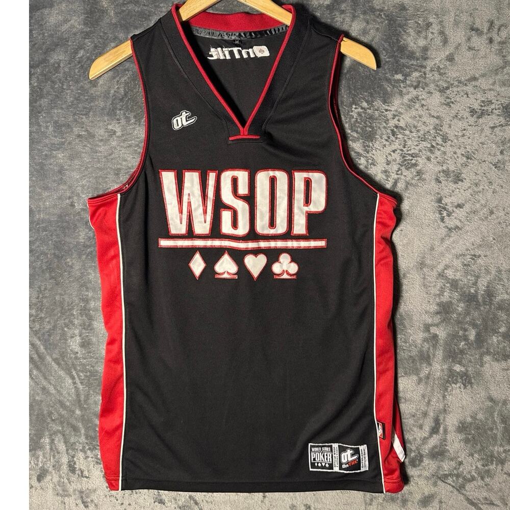 WSOP World Series of Poker Jersey Medium OnTilt Black Red Basketball Tank Top M